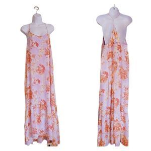 Summer maxi dress ruffle racerback spaghetti strap light purple L Orange